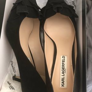 Black Karl Lagerfeld kitten heel pumps